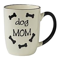 PetRageous 13068 Dog Mom Stoneware Mug 4-Inch Diameter and 5-Inch Tall Mug with 24-Ounce Capacity and Dishwasher and Microwave Safe, Natural, off-white