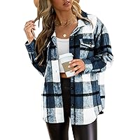 AUTOMET Womens Casual Plaid Shacket Button Down Long Sleeve Shirts 2024