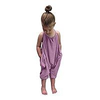 Romper for Kid & Toddler 1-6 Years Solid Sleeveless Sling Backless Jumpsuit Spring Summer Playsuit Clothes