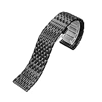 for Armani AR11238 AR1981 AR60024/AR60025 Csolid Steel Watch Band 22mm Silver Black Folding Clasp Watch Wristband Accessories (Color : Preto, Size : 22mm)