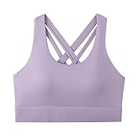 Womens Strappy Sports Bra High Support Criss Cross Back Fitness Underwear Workout Running Yoga Bra Smoothing Tank Top
