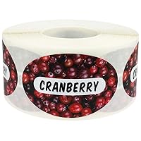 Cranberry Grocery Store Food Labels 1.25 x 2 Inch Oval Shape 500 Total Adhesive Stickers
