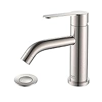 Bathroom Sink Faucet: Single Handle Bathroom Faucets 1 Hole, Stainless Steel Modern Vanity Laundry Utility Faucet with Pop-Up Sink Drain, Bathroom Faucets llaves para lavamanos de baño, Brushed Nickel
