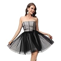 Maxianever Tulle Appliques Homecoming Dresses Corset Bodycon Plus Size Sleeveless Short Prom Gowns Women’s Water US20W