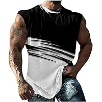 Men's Sleeveless T-Shirts Casual Crew Neck Tank Tops Workout Gym Muscle Shirts Fashion Printed Summer Beach Tops S-5Xl