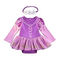 Infant Baby Girl Princess Romper Costume Onesie Fancy Dress Bodysuit Halloween Birthday Outfit with Headband