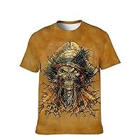 Mens Funny-Tees Cool-Graphic T-Shirt Novelty-Vintage Short-Sleeve Jiuce Hip-Hop: 3D Printed Skull Teens Stylish Hipster Gift