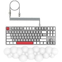 MAMBASNAKE AJAZZ AK873 Wired Hot Swappable Mechanical Keyboard + Cloud Soft Wrist Rest + Coiled Cable, 22 Backlit, PBT Floating Keycaps, 87% Keyboard with Detachable Magnet Cover, Custom Keyboard, TKL