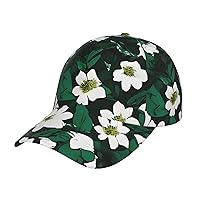 Hunter Green Floral Petals Pattern Trendy & Classic Adjustable Print Baseball Cap,Everyday Wear & Outdoor Activities,Great for Teens