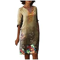 Summer Dress for Women Tiered Dress Pleating Half Sleeve Bodycon Sundress Flowy Slit Bodycon Smocked Maxi Dress