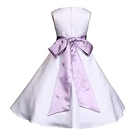 Pink Promise Wedding Pageant Ivory A-Line Matte Satin Jr. Bridesmaid Flower Girl Dress