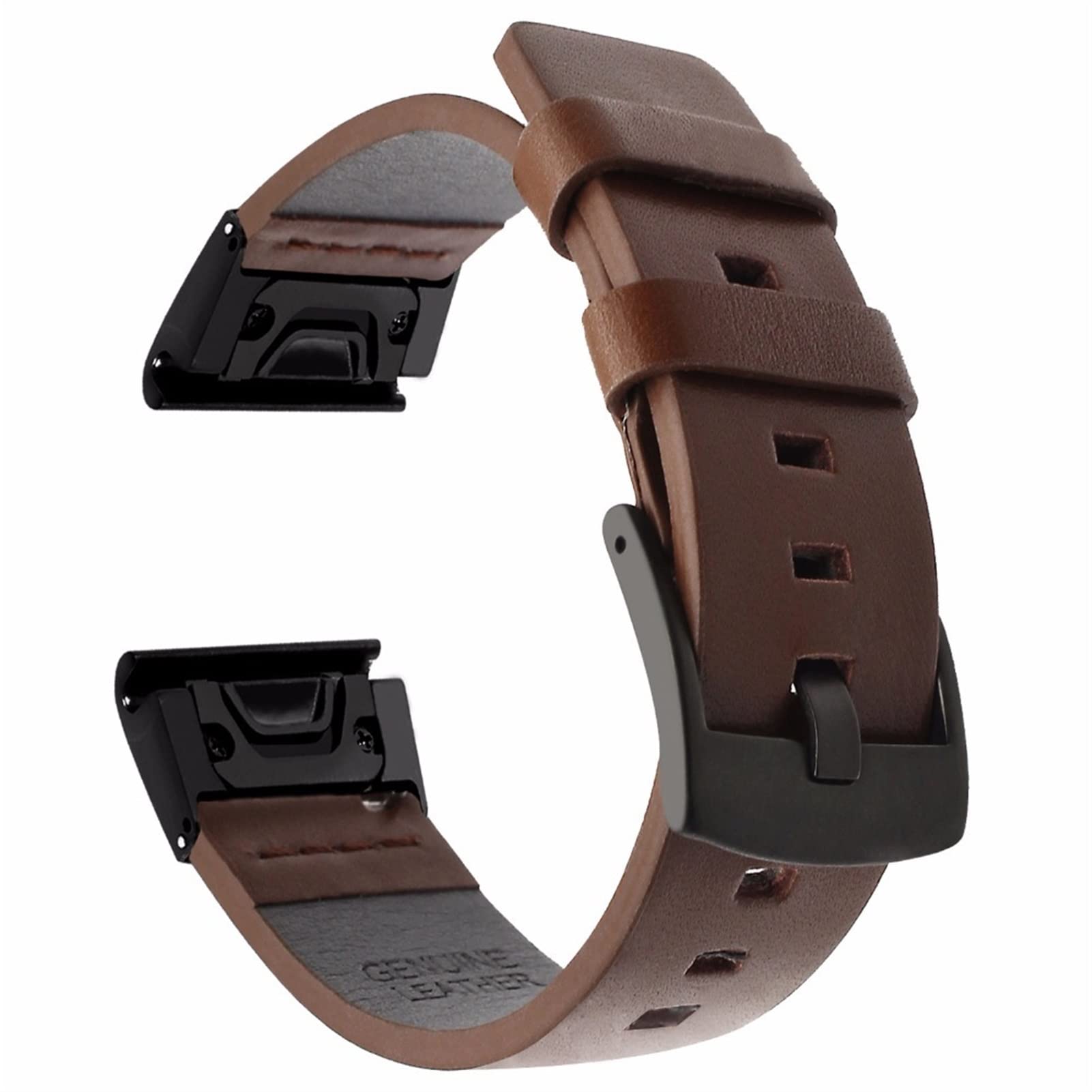 SKM 26 22 20MM Sport Leather Watch Strap Band Quick Release Bracelet for Garmin Fenix 6X 6 6S Pro 5X 5 5S Plus 3HR 935 945 Wristband (Color : Dark Brown, Size : 22mm Fenix 6 6Pro)