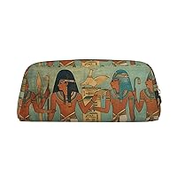 Women in ancient egypt Pencil Case Leather Pen Bag Travel Makeup Bag Zipper Organizer Bag for Women Men