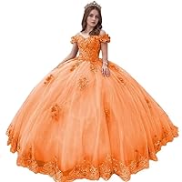 Women's Off Shoulder Quinceanera Dresses Ball Gown Lace Beaded Long Prom Evening Sweet 15 16 Dresses