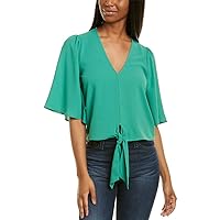 Womens Flounce-Sleeve Tie-Front Top, Multi-Colored, Size X-Small