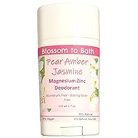 Pear Amber Jasmine Magnesium Zinc Deodorant (2.7 ounce) - Phthalate Free Fragrance - Lasts All Day with an Intoxicating Tropical Floral Scent
