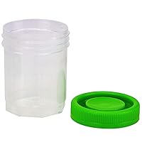 Caplugs Evergreen 240-5601-G80 Specimen Containers, 60mL/2oz, Polypropylene CoPolymer with Green Cap, Natural (Pack of 125)