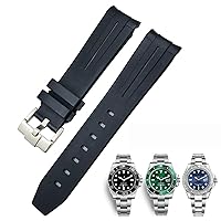 20mm 21mm 22mm Curved End Rubber Silicone Watchband For Rolex Submariner Daytona Waterproof Watch Strap