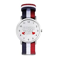 Nursing is A Work of Heart2 Nylon Watch Adjustable Wrist Watch Band Easy to Read Time with Printed Pattern Unisex