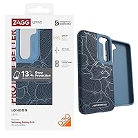 ZAGG Gear4 London Samsung Galaxy S23 Series Phone Case, D30 Drop Protection up to 13ft / 4m, Contemporary Design with 3D-Printed Fabric Exterior, Works with Wireless Charging Systems Blue