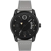 Movado Bold 3600695 Black Dial Grey Leather Strap Trend Verso Men's 42mm Watch