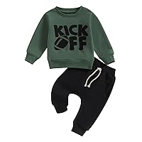 fhutpw Baby Boy Clothes Fall 6 12 18 24 Months Football Long Sleeve Pullover Tops & Pant Sets Toddler Winter Outfits
