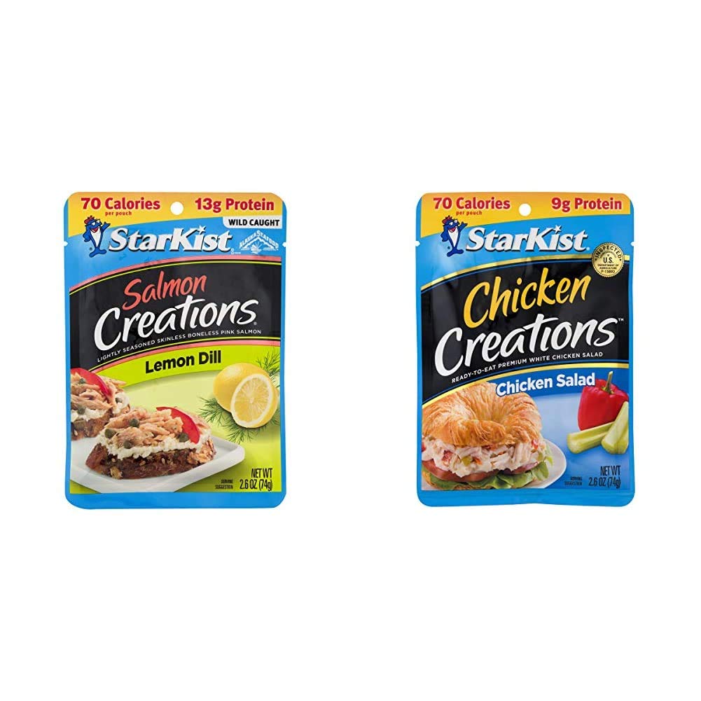 StarKist Salmon Creations Lemon Dill Pouches (12 Pack) and StarKist Chicken Creations Chicken Salad Pouches (12 Pack)
