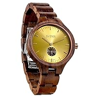Wooden Wrist Watches for Women – Juliet Series/Wood Watch Band/Wood Bezel/Analog Swiss Quartz Movement/Unscratchable Sapphire Glass-Includes Watch Box