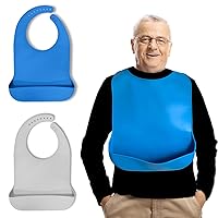 Silicone Adult Bibs for Elderly, Adult Bibs for Men Women Washable, Adult Silicone Bibs with Food Catcher