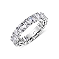 AINUOSHI Eternity Ring, 925 Sterling Silver Ring for Women, Emerald/Oval/Radiant/Round/Cushion Cut Cubic Zirconia CZ Fine Ring, Eternity Engagement Wedding Band Ring, Jewelry Box Packed