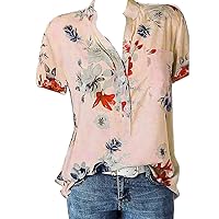 Linen Shirts for Women Plus Size Short Sleeve 3/4 Sleeve Tops Casual Loose Fit Crew Neck Tees Summer Fashion Blouses