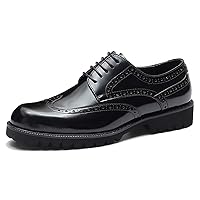 Men's Oxfords Casual Dress Wight Brogues Shoes Genuine Leather Derby Fashion Formal Tuxedo Walking Shoes for Men