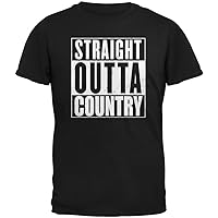 Old Glory Straight Outta Country Black Adult T-Shirt - Large
