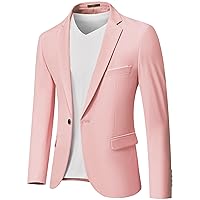 MY'S Men's One Button Jacket Blazer, Slim Fit Suit Casual Lightweight Sport Coat