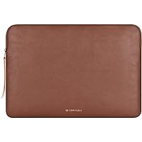 Comfyable Slim Protective Laptop Sleeve 15 Inch 14 Inch, PU Leather Bag Compatible with 15 Inch MacBook Air (Snug Fit) M3 2024 2023 M2 & 14 Inch MacBook Pro (Loose Fit), Computer Case for Mac, Brown
