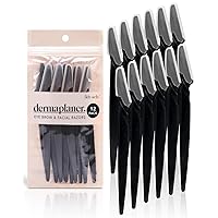 Kitsch Dermaplaning Tool - Face Razors for Women, Eyebrow Trimmer & Face Shaver for Women, Facial Hair Removal for Women, Dermaplane Razor for Women Face, 12 pc (Black)