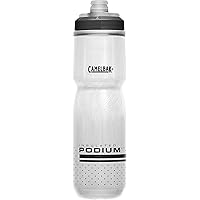 CamelBak Podium Chill Insulated Bike Water Bottle - Easy Squeeze Bottle - Fits Most Bike Cages - 24oz, White/Black