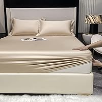 Luxury Fitted Sheets with Elastic Band Mattress Protector Bedspread Bedding Quilted Waterproof Mattress Cover Soft Breathable Noiseless Bed Sheet for King Queen Twin