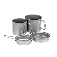 Titanium Trek Combo - Ultralight Titanium Cookware Set - Durable Camp Essentials for Outdoor Cooking - Cookset with Pots, Fry Pans & Mesh Bag