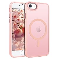 GUAGUA for iPhone SE 2022/2020 Case, Magnetic Phone Case for iPhone 7/8, Compatible with MagSafe Translucent Matte Skin Feeling Shockproof Phone Case iPhone SE 3rd/2nd 4.7'' for Girls Women Gifts,Pink