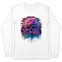 Skull Flower Long Sleeve T-Shirt - Print T-Shirt - Psychedelic Long Sleeve Tee Shirt