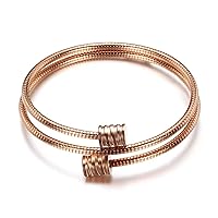 KunBead Jewelry Stainless Steel Twisted Double Cable Birthday Bracelet Love Bangle Cuff Adjustable Bracelets Jewellery for Women