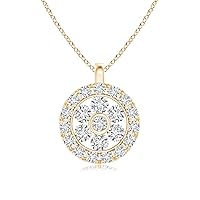 Pure Ignis Lab Grown Diamond Flower Cluster Pendant Necklace with Halo in 14k Solid Gold/Silver 18