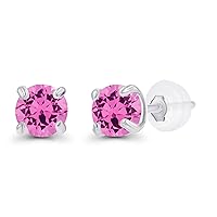 Solid 14K Gold 3mm Round Prong Set Hypoallergenic Genuine Petite Birthstone Stud Earrings