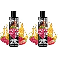 Wet Fun Flavors Sexy Strawberry 4 in 1 Warming Flavored Tasty Lube 3 FL Oz, Premium Personal Lubricant, Men, Women & Couples, Foreplay & Massage, Paraben Free, Gluten Free, Stain Free, Sugar Free