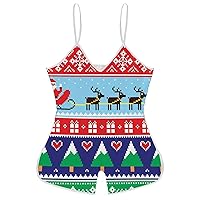 Christmas Jumper Or Sweater Funny Slip Jumpsuits One Piece Romper for Women Sleeveless with Adjustable Strap Sexy Shorts