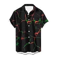 Lightning Floral Hawaiian Shirt for Men Tropical Casual Short Sleeve Button Down Printed Beach Shirts Top with Single Pocket