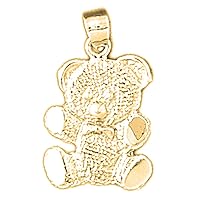 18K Yellow Gold Teddy Bear Pendant, Made in USA