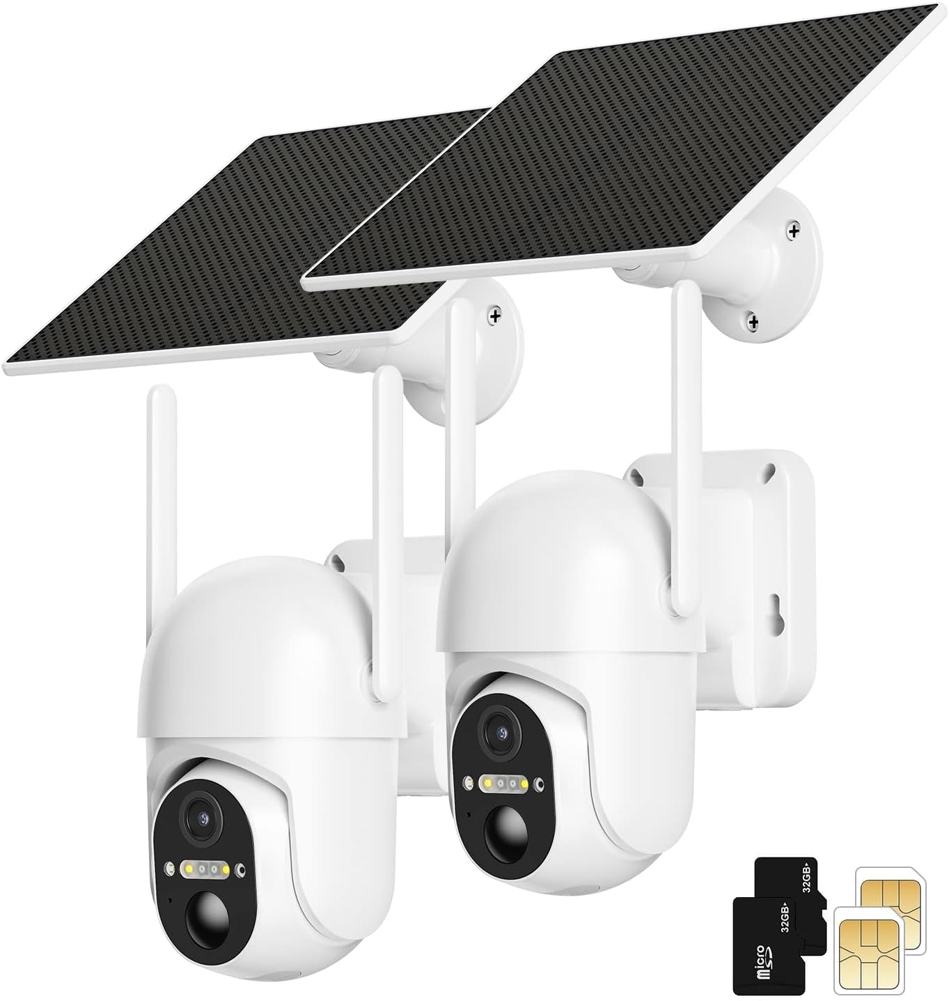 Ebitcam 4G LTE Cellular Security Cameras Include SD&SIM Card, Solar Powered Camera No WiFi Needed, 2K Live Video, 360° View, Color Night Vision, Motion&Siren Alert, Remote Access&Playback on Phone