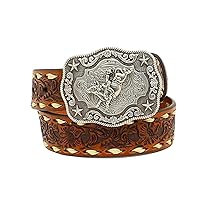 Nocona Belt Co. Boys Boys Brown Floral Tooled Belt with Buckstitching and Buckle